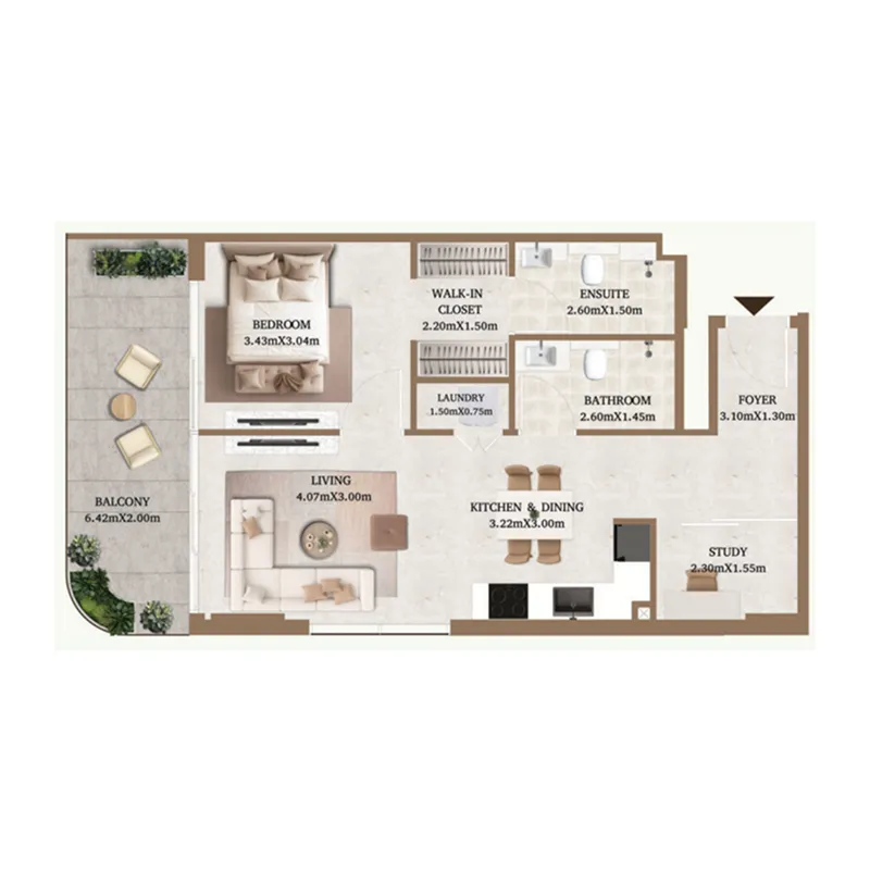 Floor plan — 1.5 BR