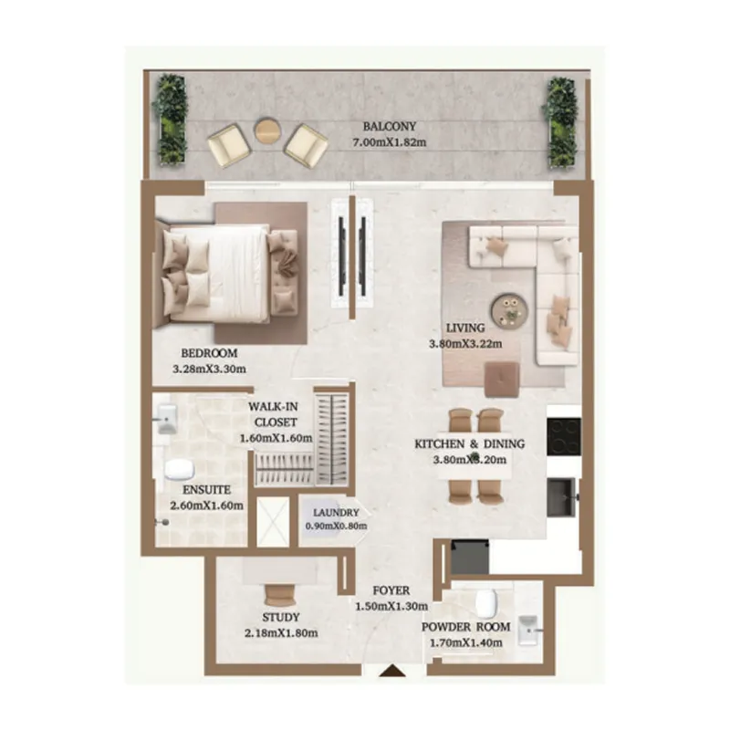 Floor plan — 1.5 BR