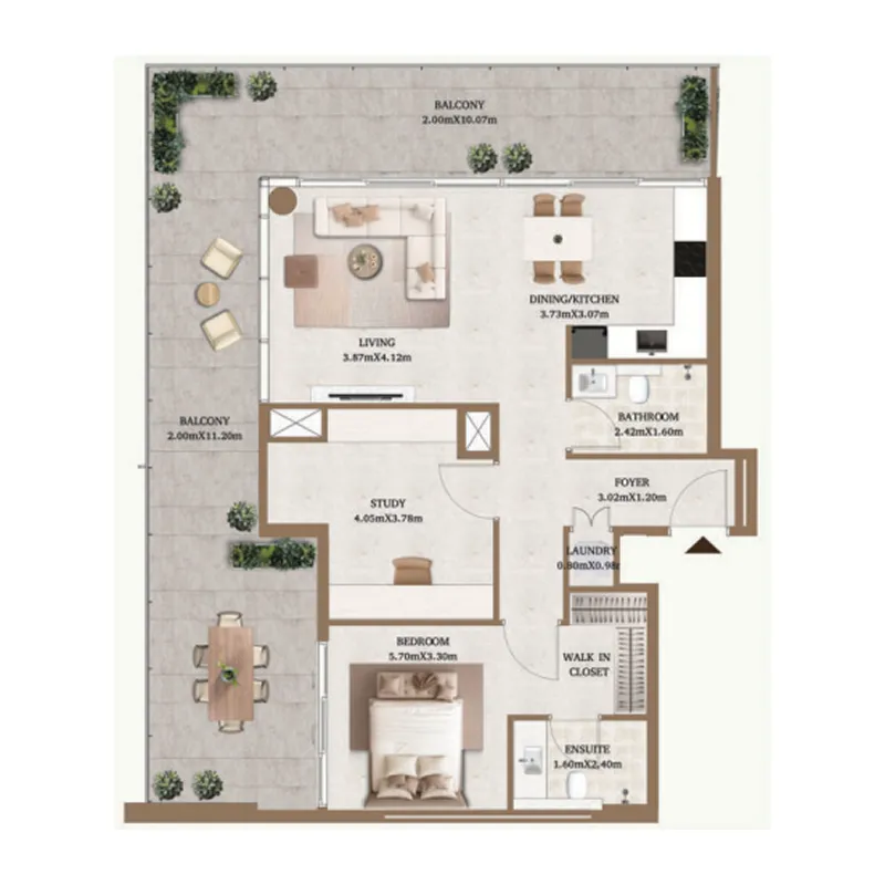 Floor plan — 1.5 BR