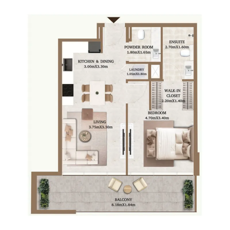 Floor plan — 1 BR