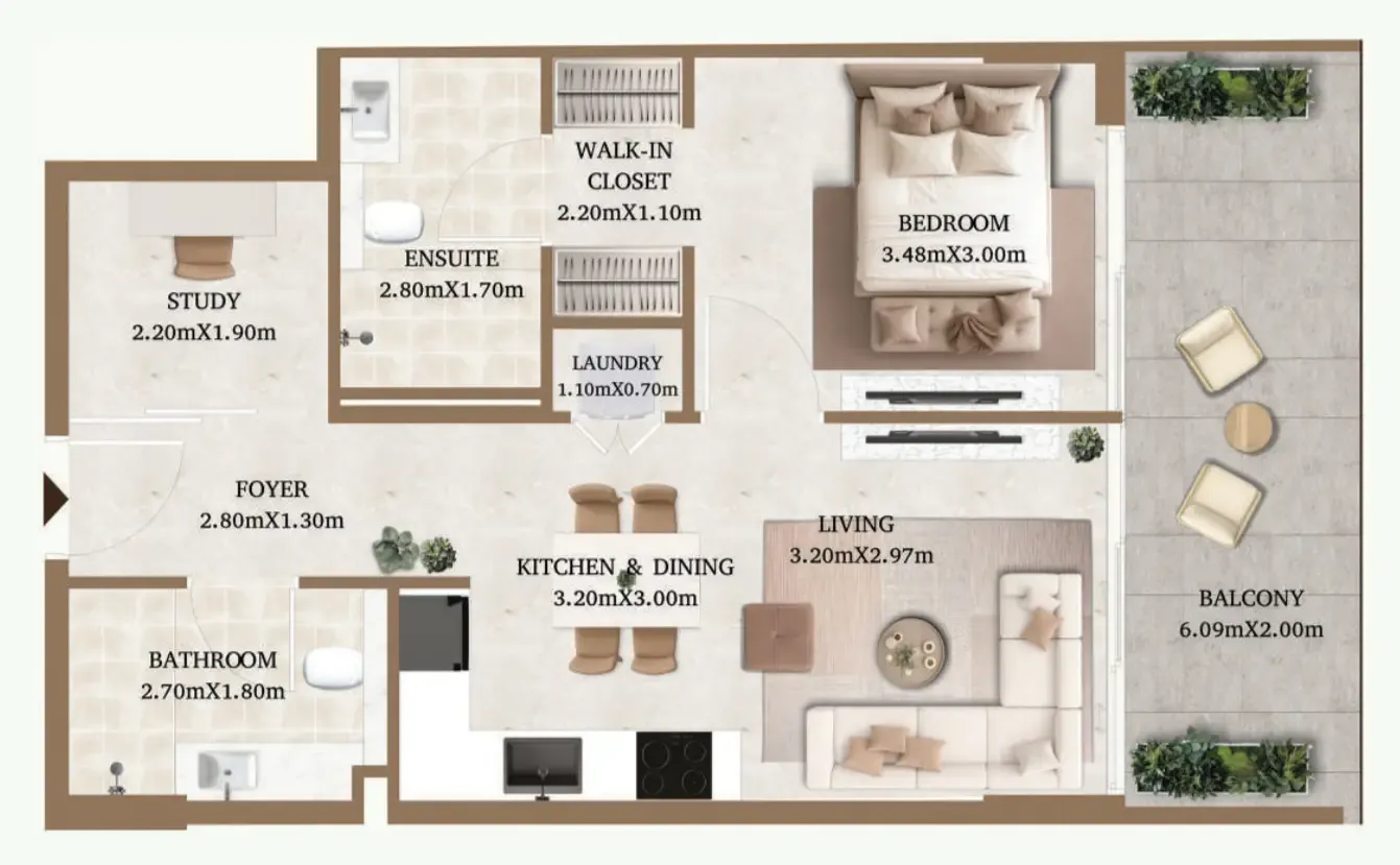 Floor plan — 1 BR