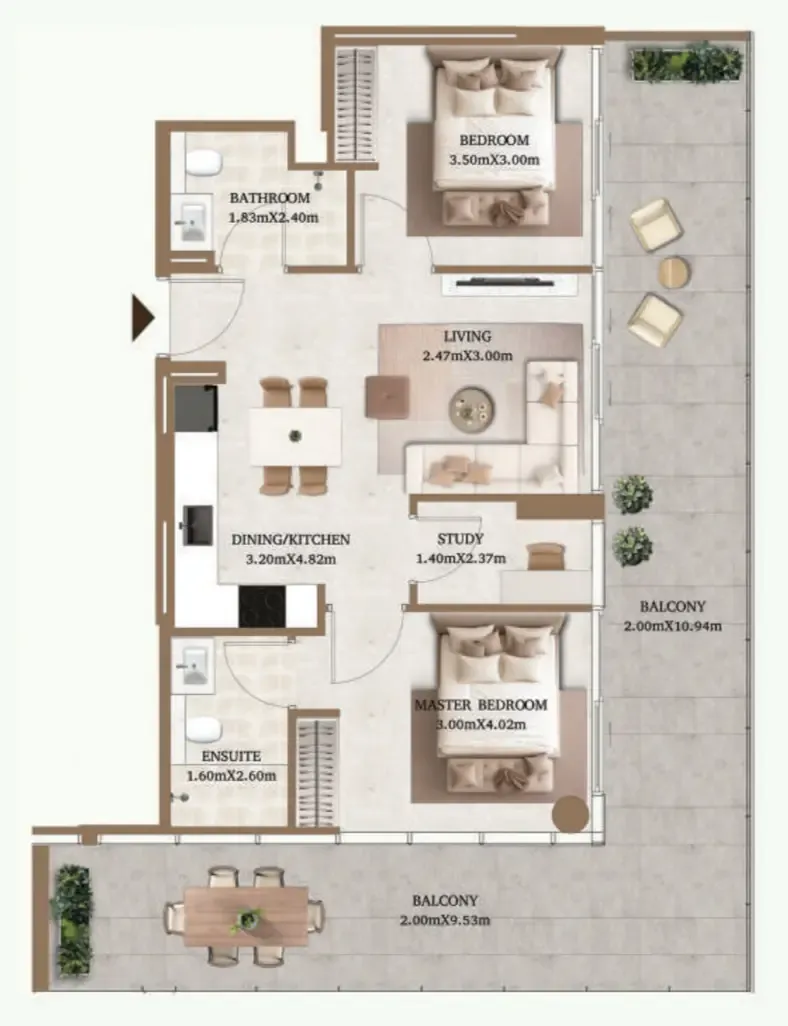 Floor plan — 2 BR