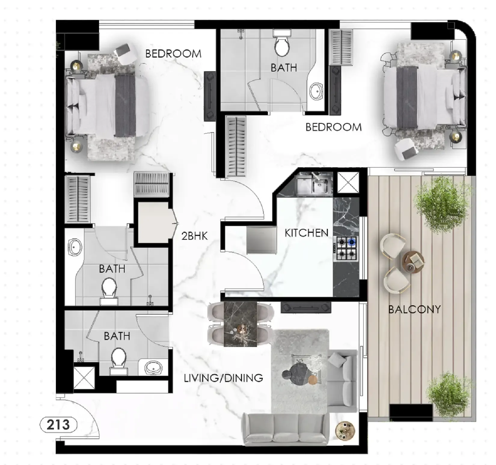 Floor plan — 2 BR