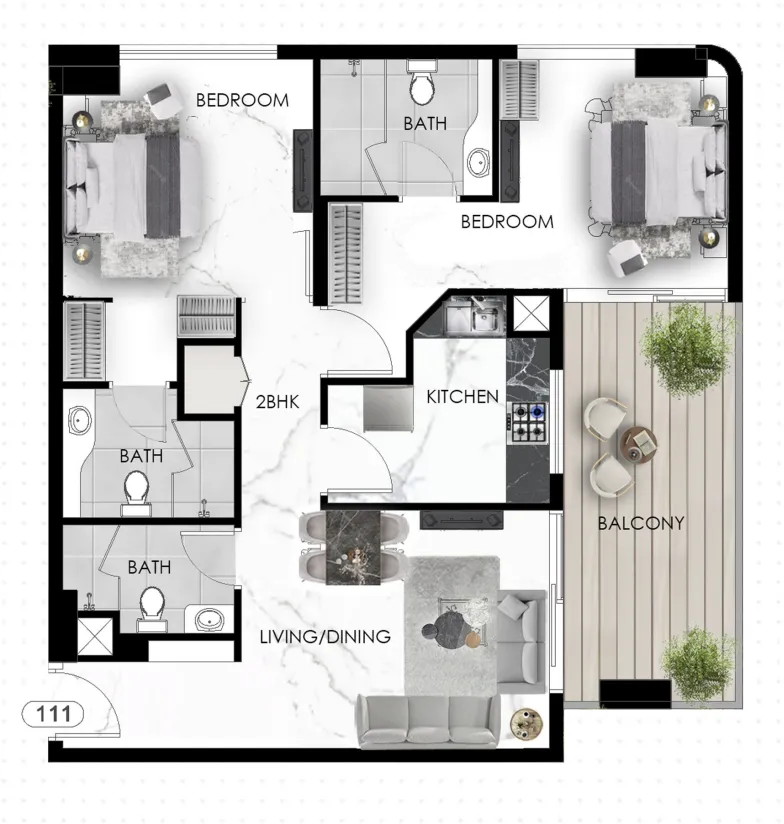 Floor plan — 2 BR