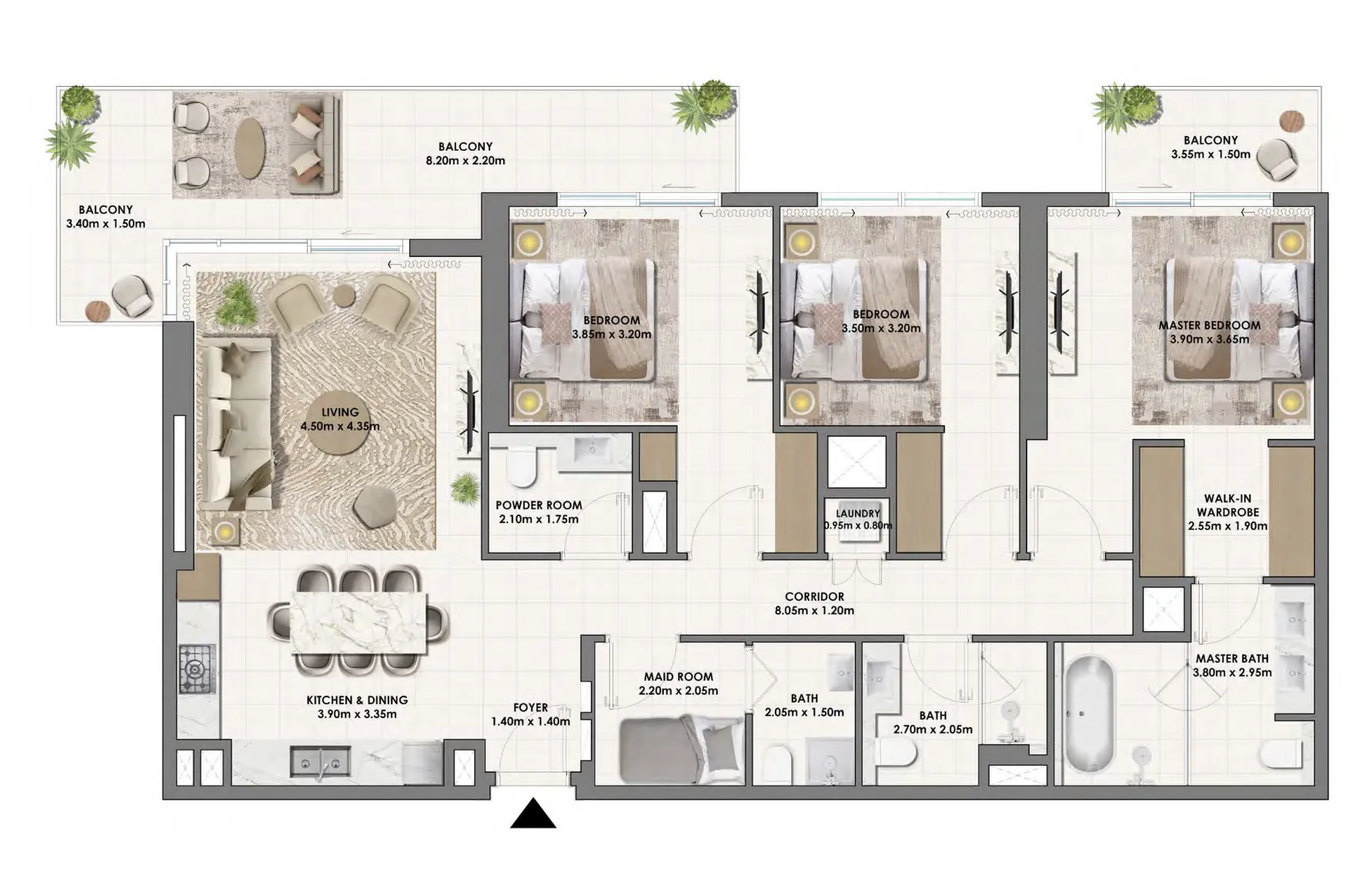 Floor plan — 3 BR