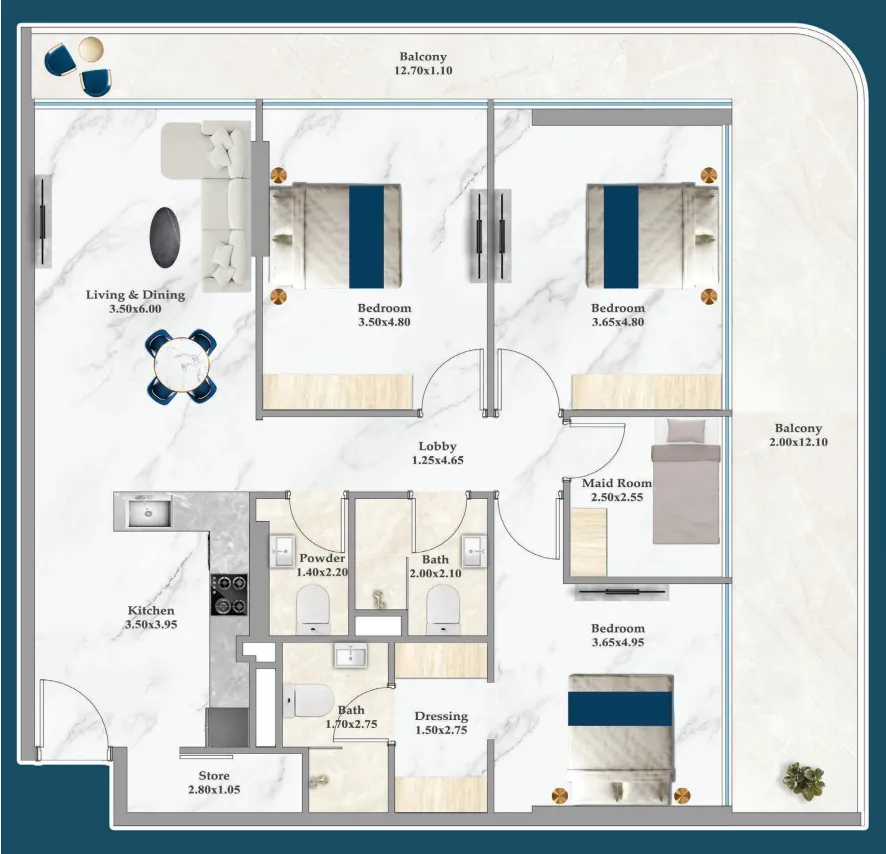 Floor plan — 3 BR