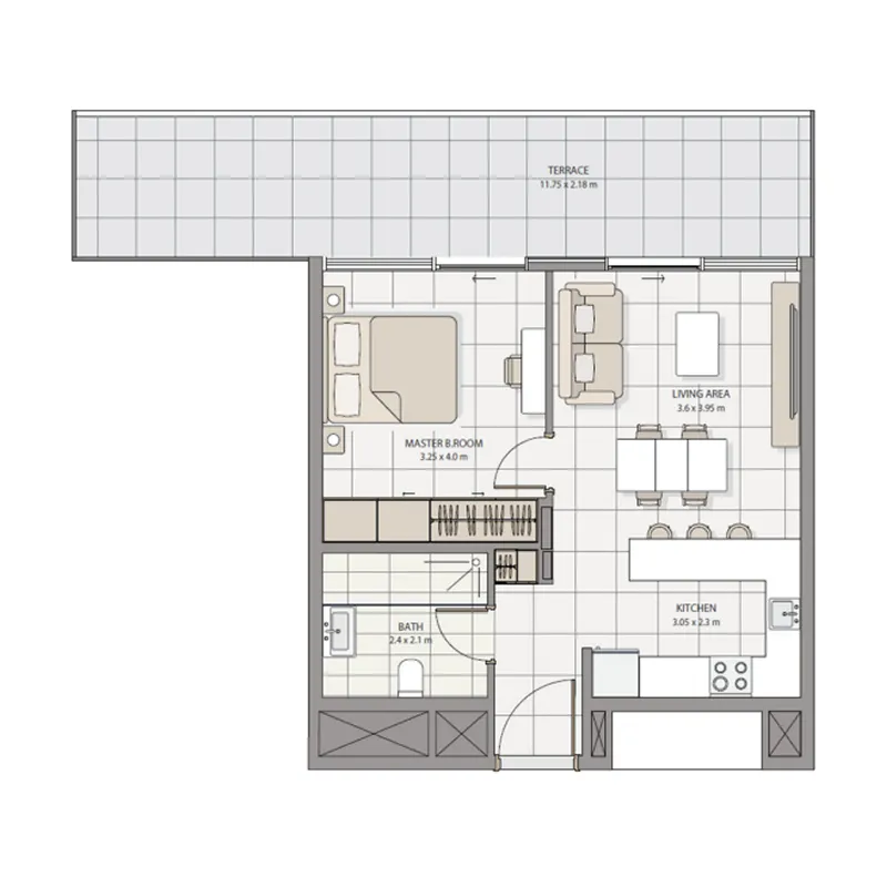 Floor plan — 1 BR