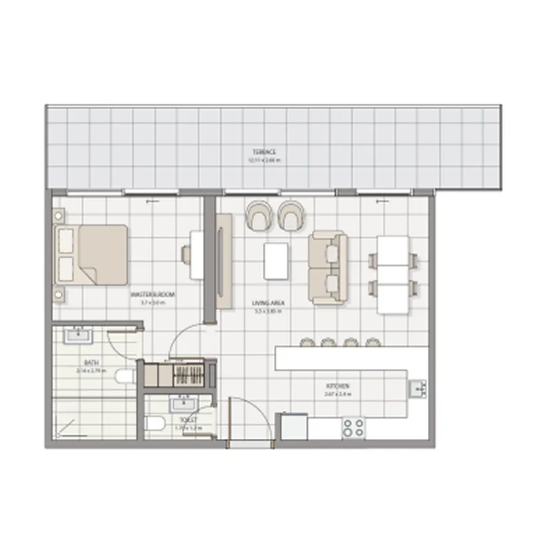 Floor plan — 1 BR