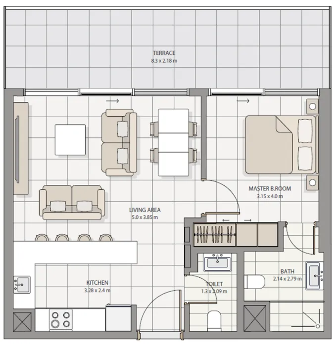 Floor plan — 1 BR