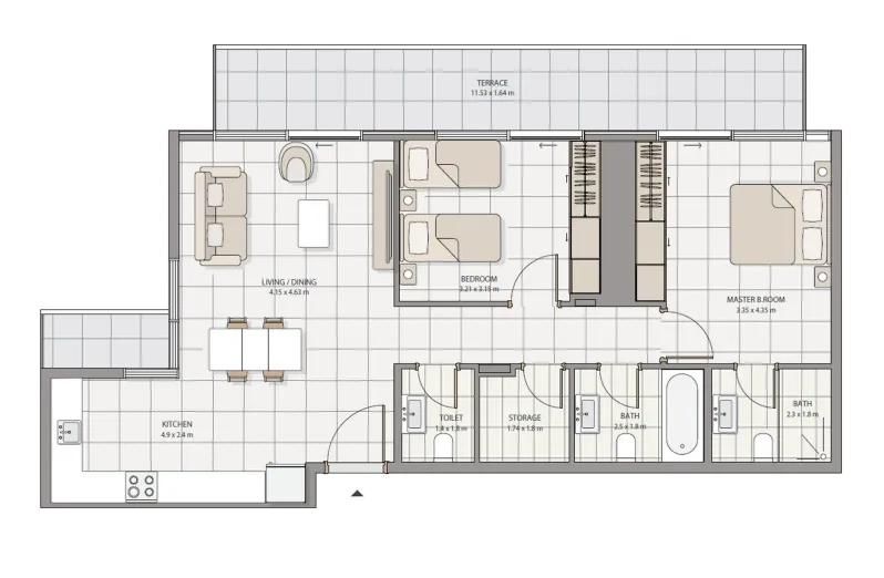 Floor plan — 2 BR
