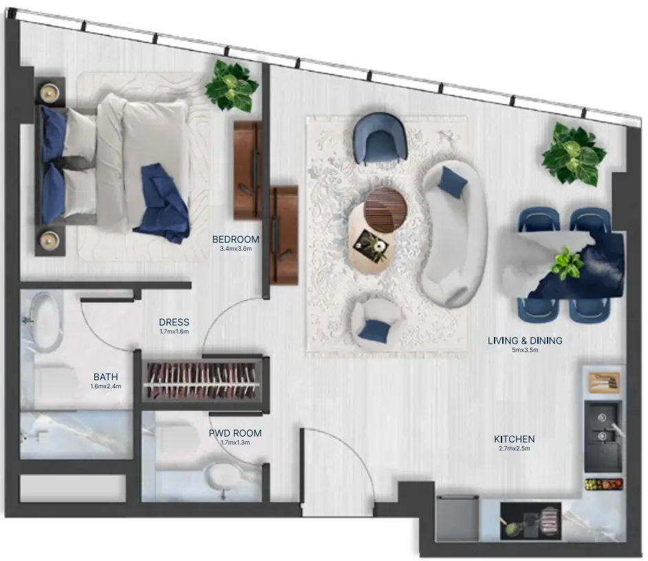 Floor plan — 1 BR