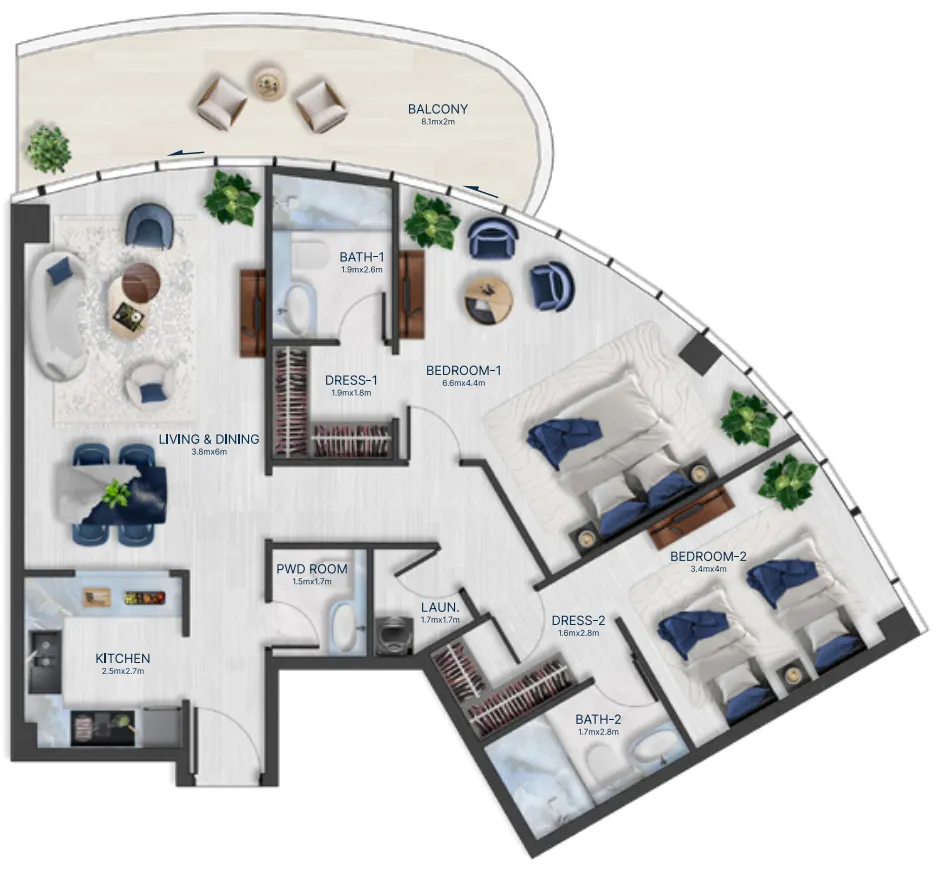 Floor plan — 1 BR