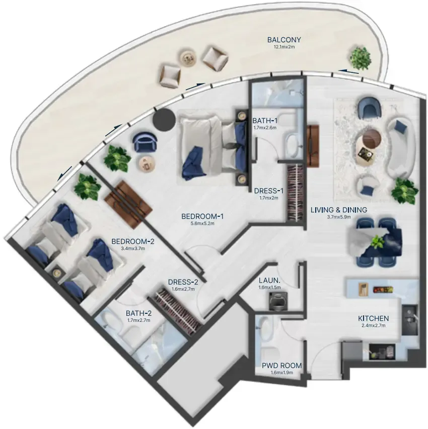 Floor plan — 2 BR