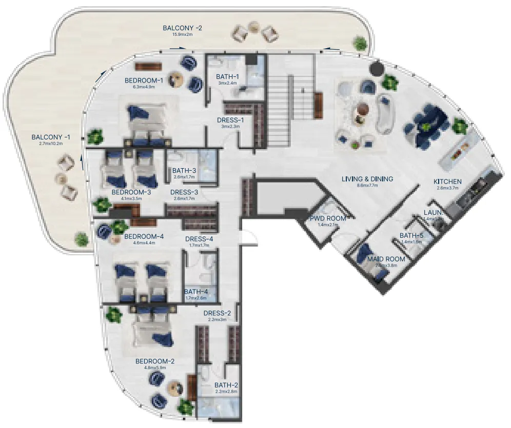 Floor plan — 4 BR