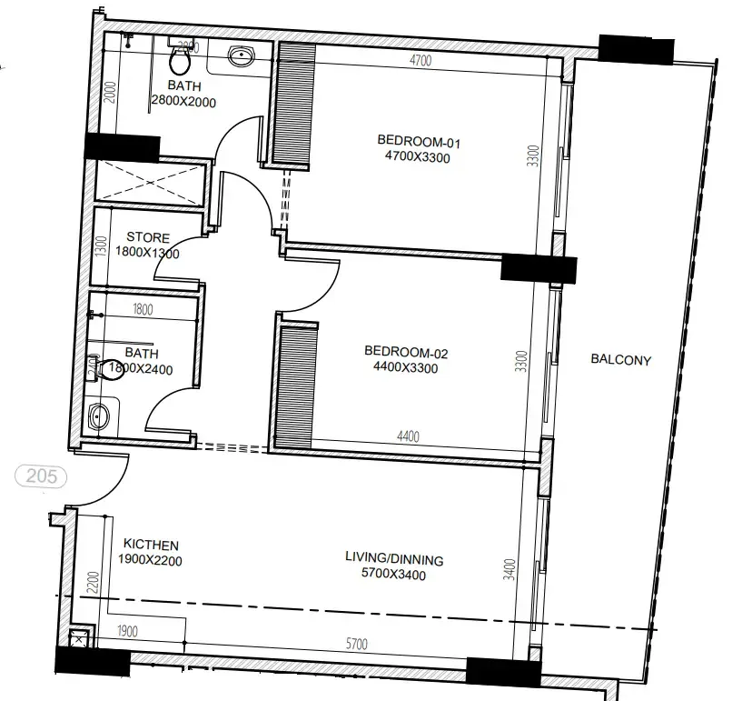 Floor plan — 2 BR