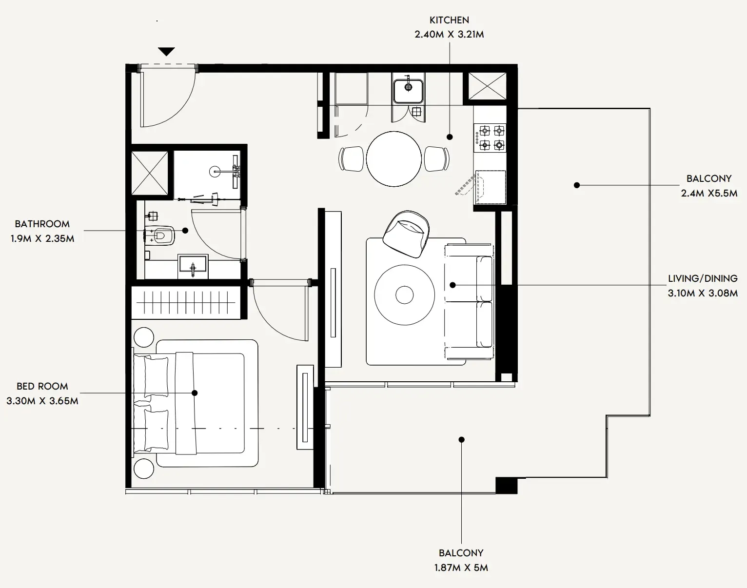 Floor plan — 1 BR