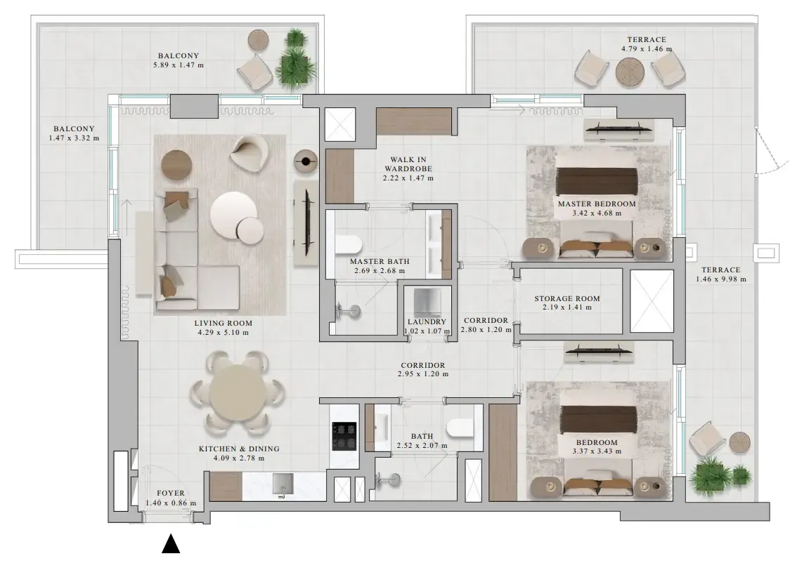 Floor plan — 2 BR
