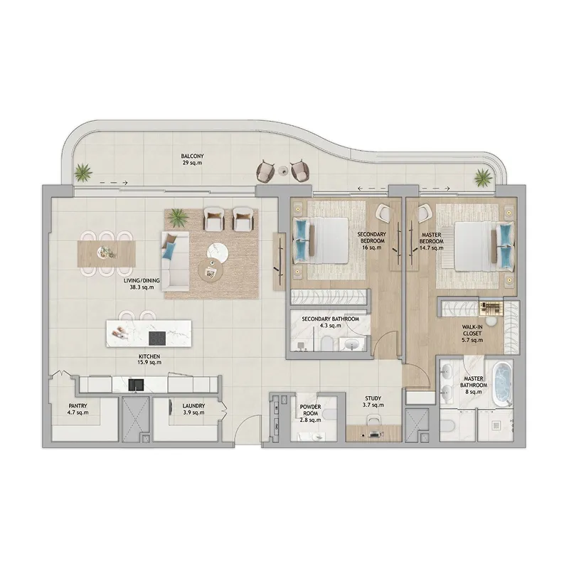 Floor plan — 2 BR