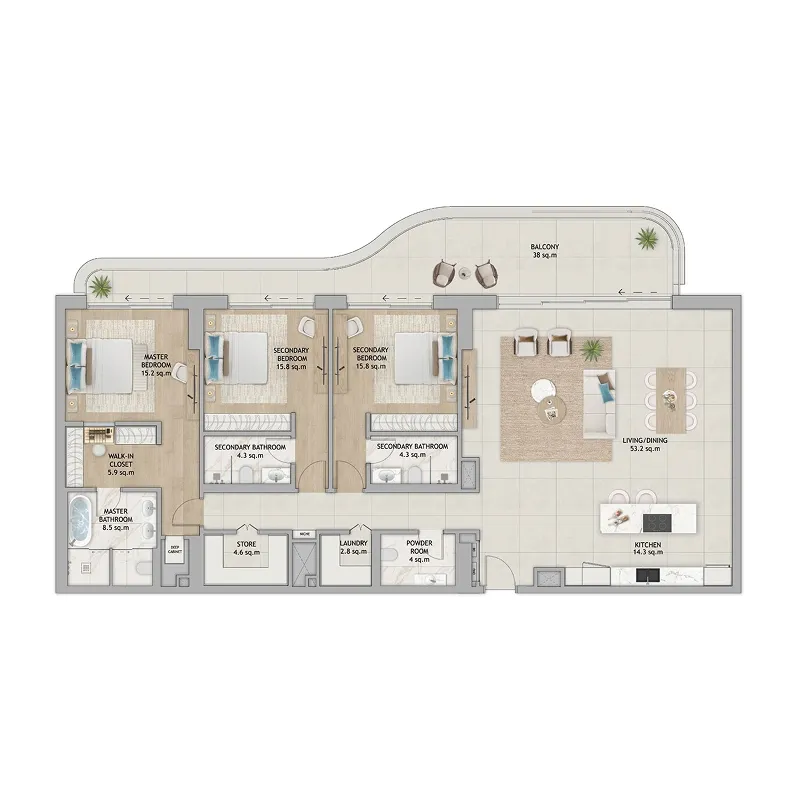 Floor plan — 3 BR