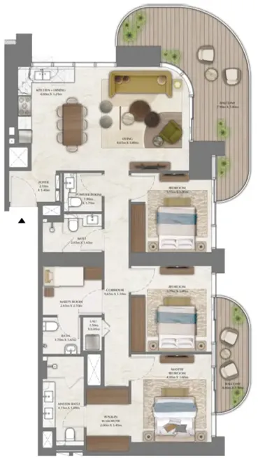 Floor plan — 3 BR