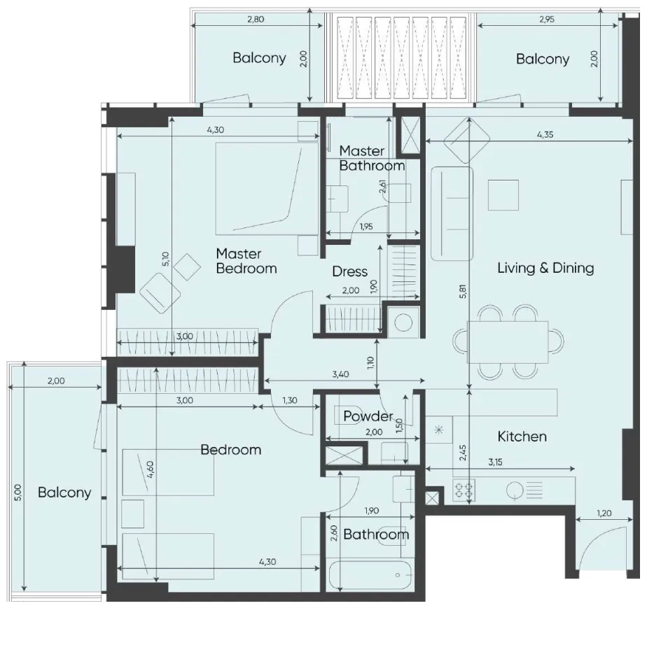 Floor plan — 2 BR