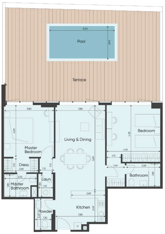 Floor plan — 2 BR