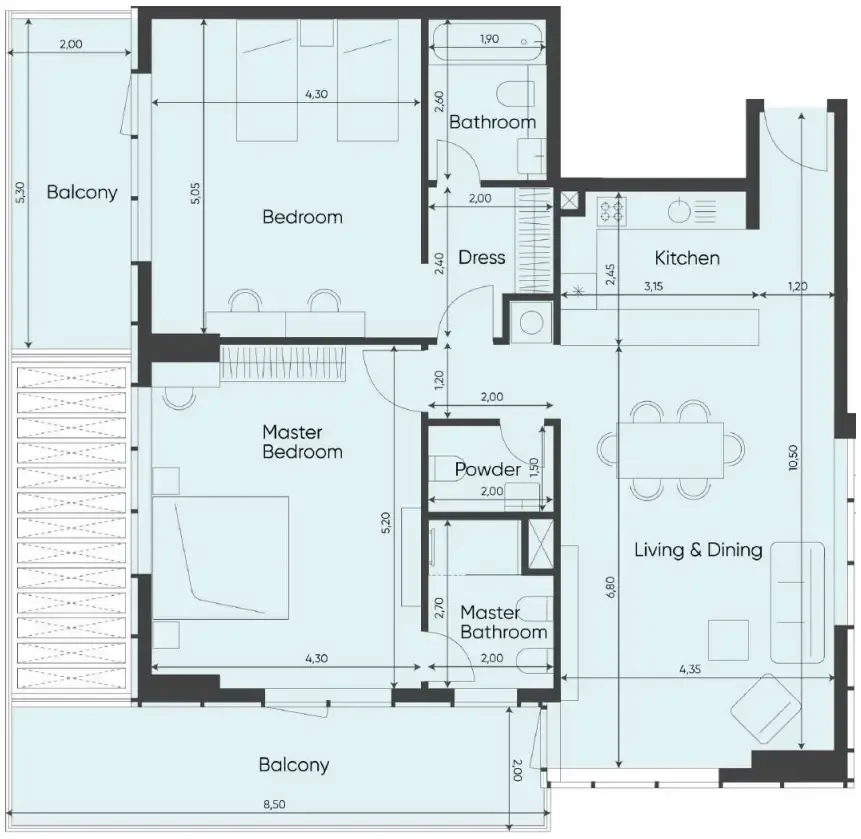Floor plan — 2 BR