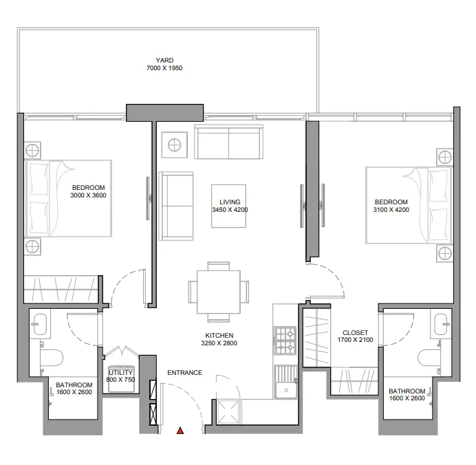 Floor plan — 2 BR