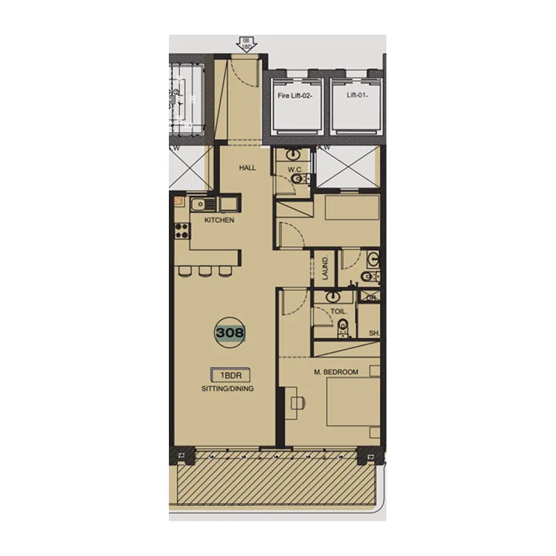 Floor plan — 1.5 BR