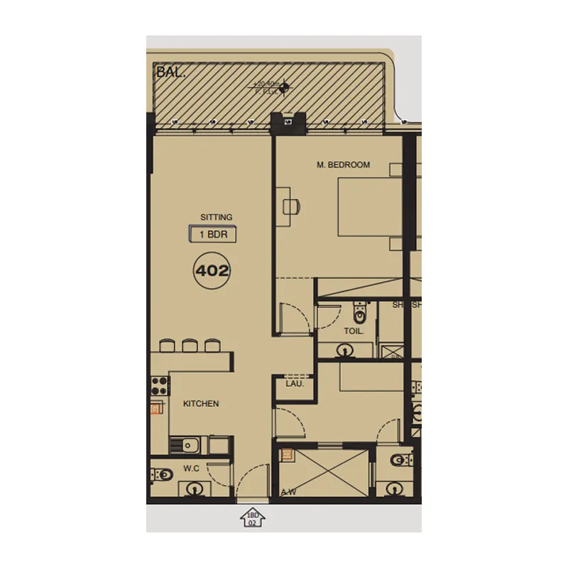 Floor plan — 1.5 BR