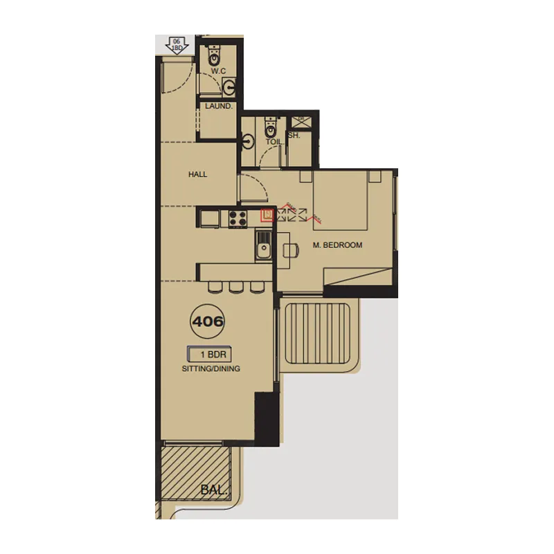 Floor plan — 1.5 BR
