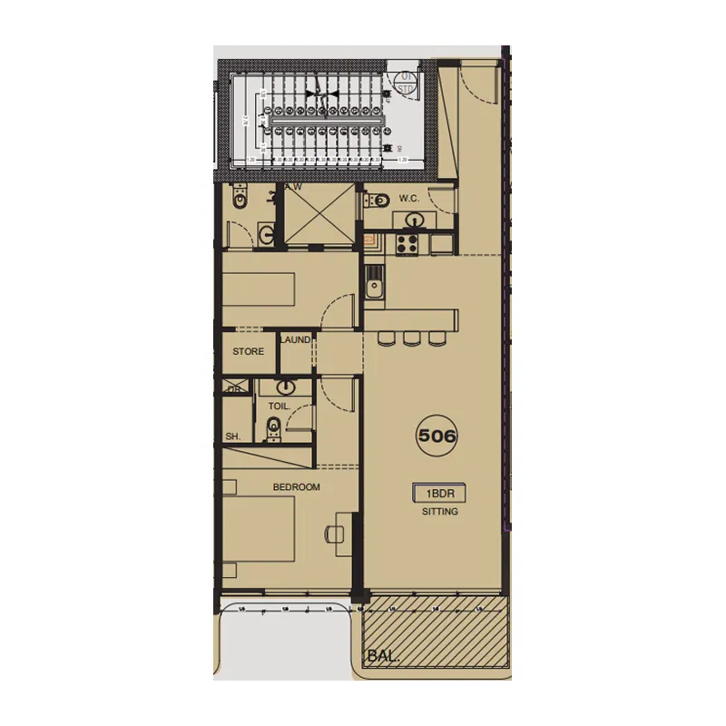 Floor plan — 1.5 BR
