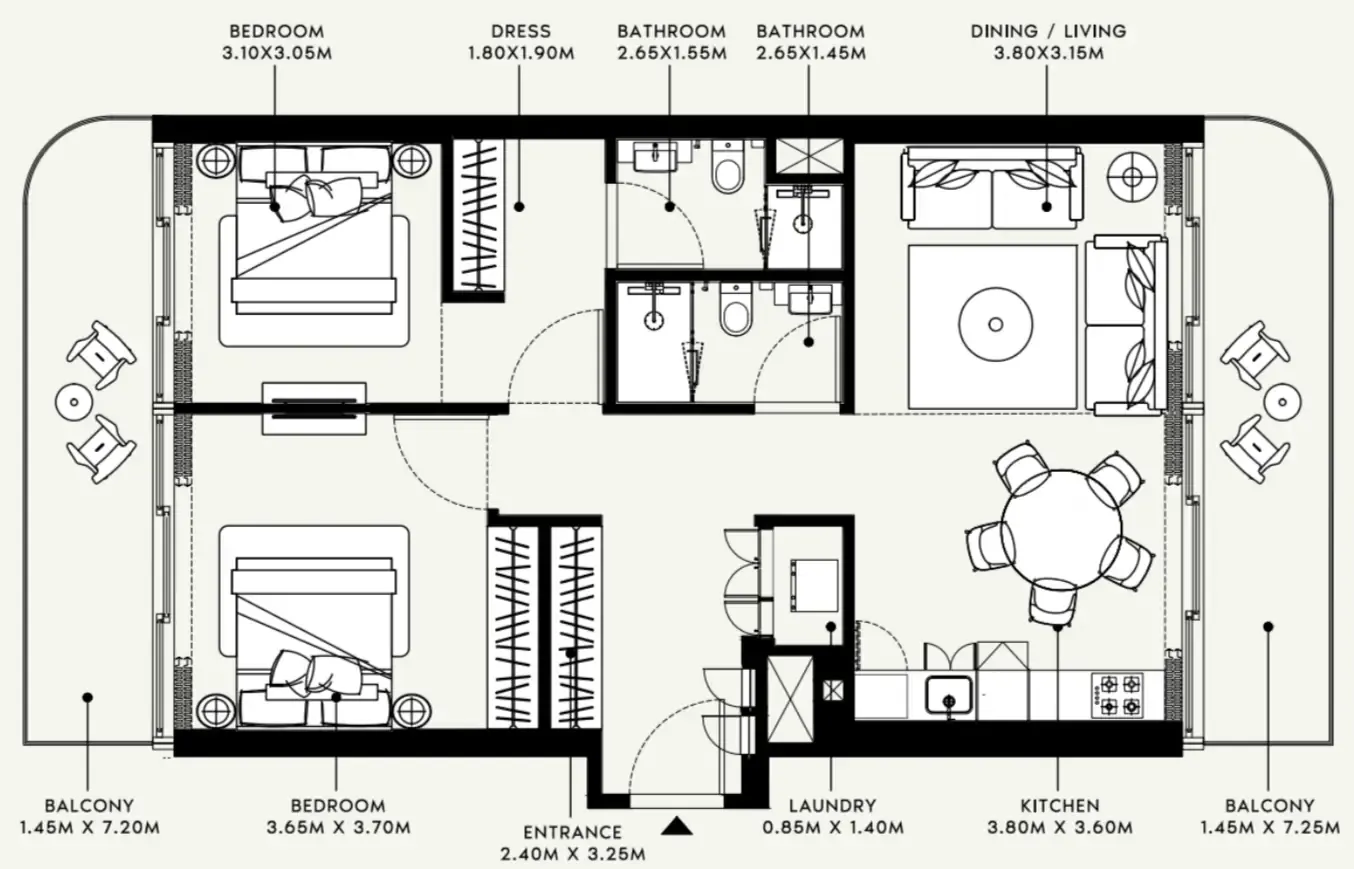 Floor plan — 2 BR