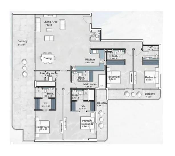 Floor plan — 4 BR