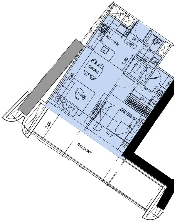 Floor plan — 1 BR