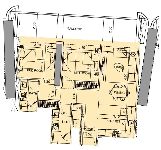 Floor plan — 2 BR