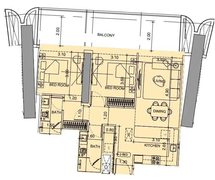 Floor plan — 2 BR