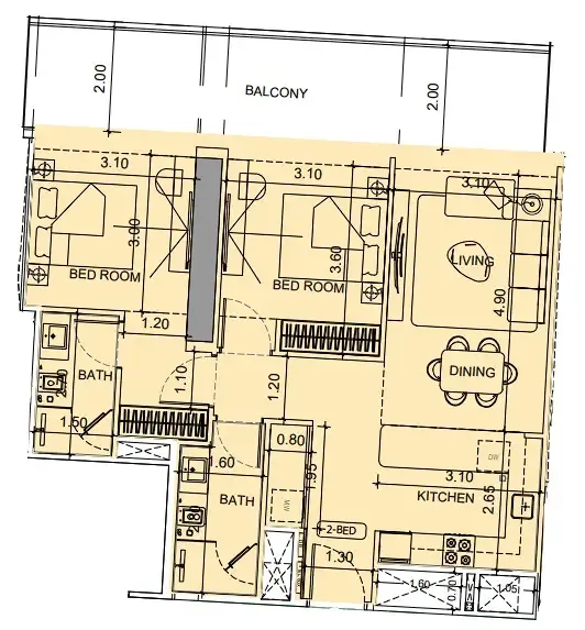 Floor plan — 2 BR