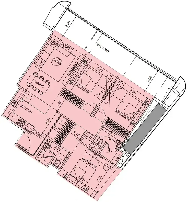 Floor plan — 3 BR