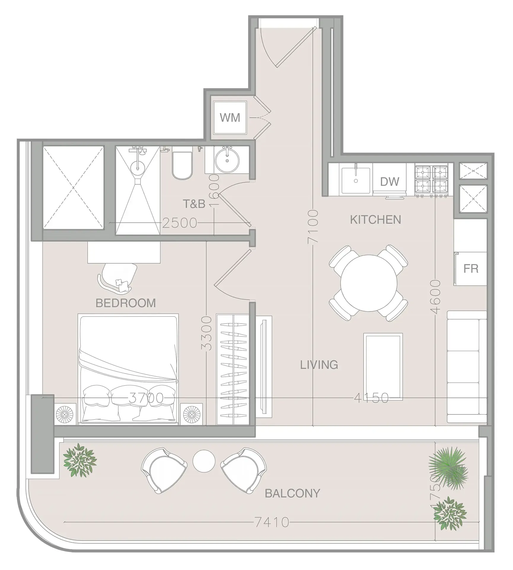 Floor plan — 1 BR