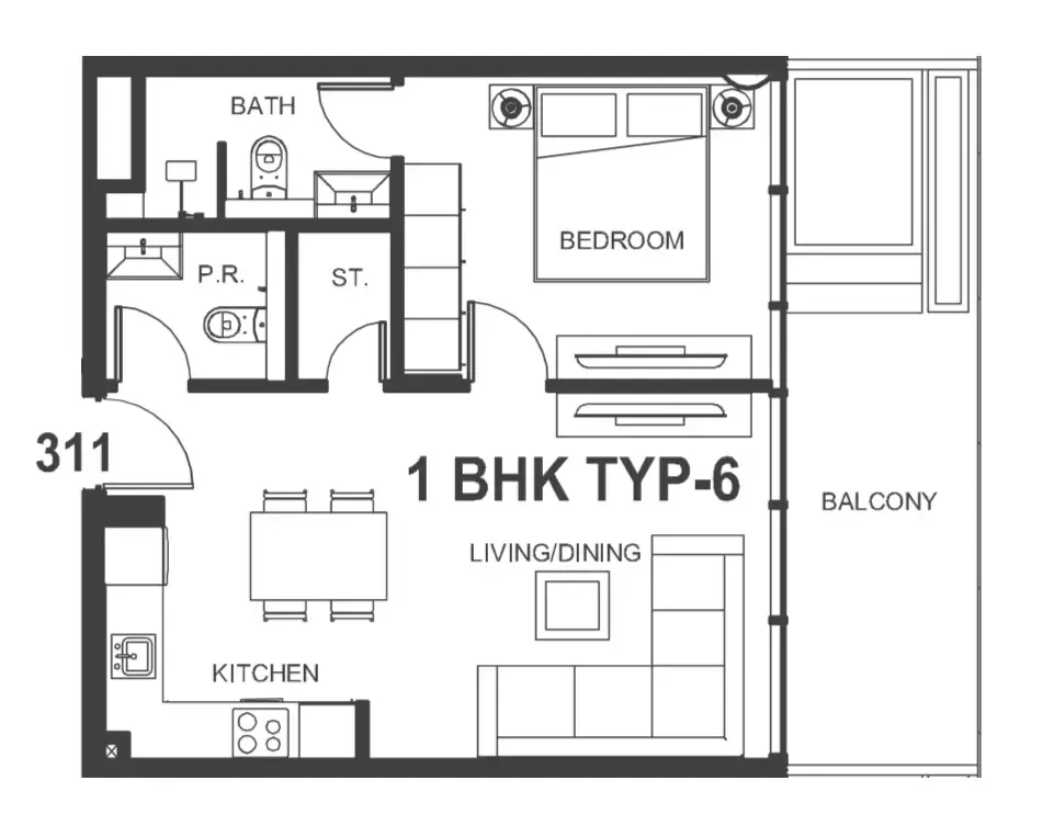 Floor plan — 1 BR