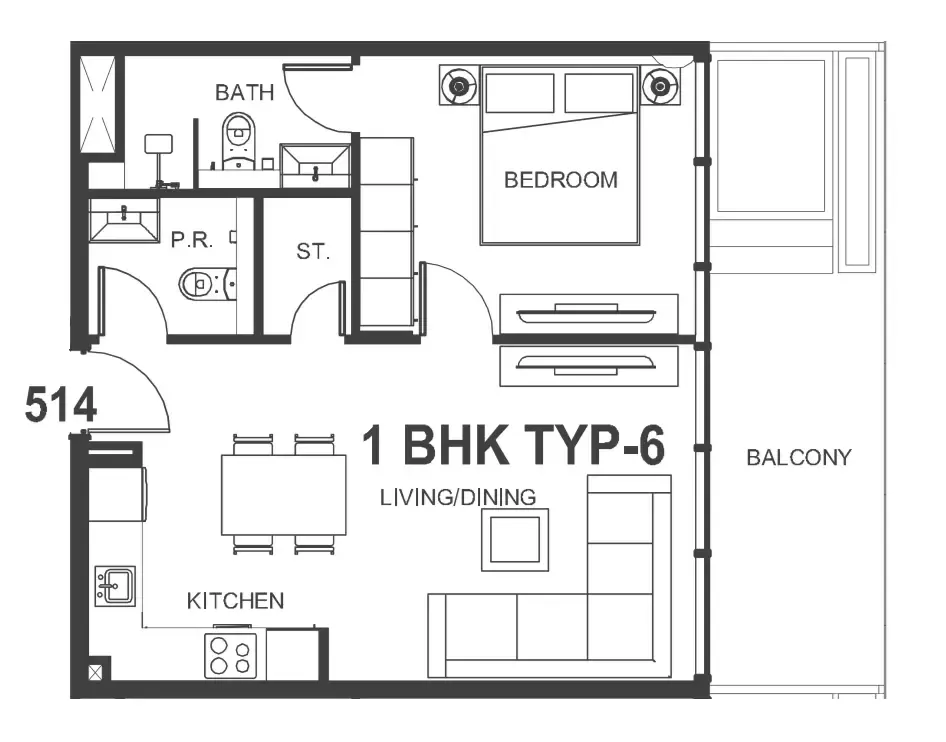 Floor plan — 1 BR
