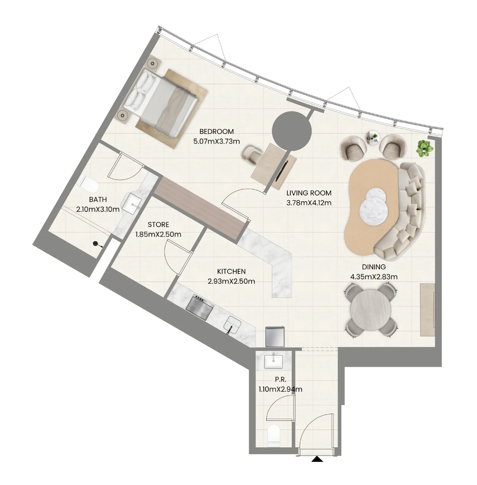Floor plan — 1 BR