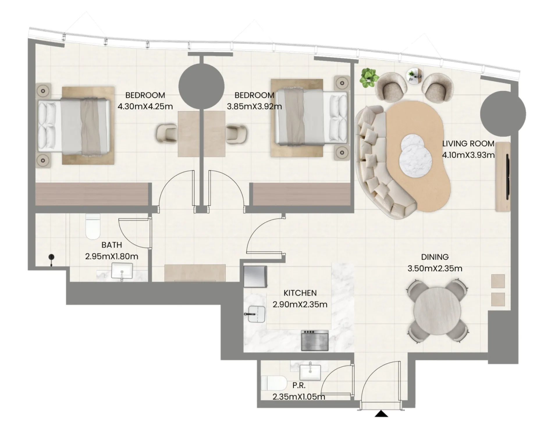 Floor plan — 2 BR