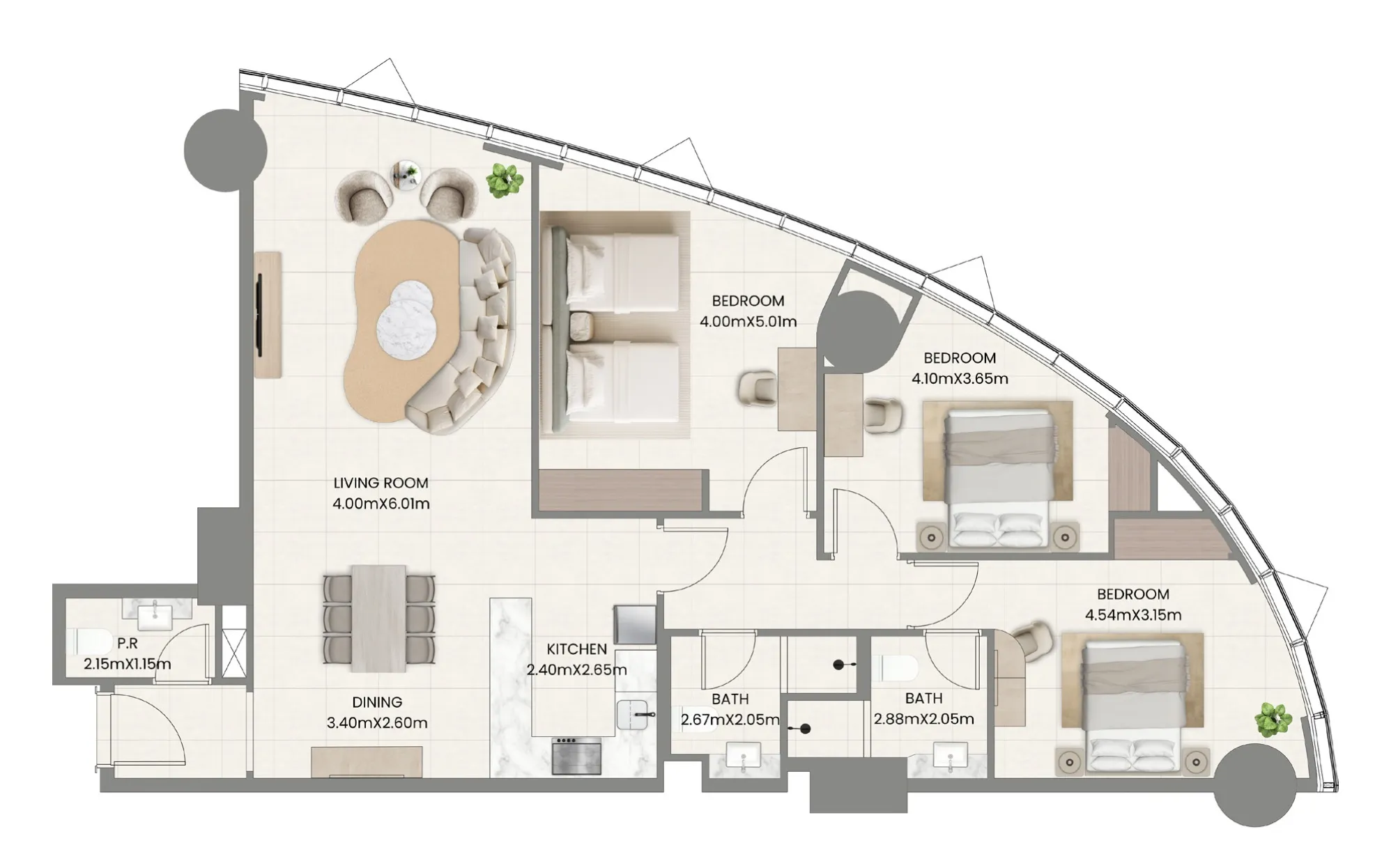 Floor plan — 3 BR