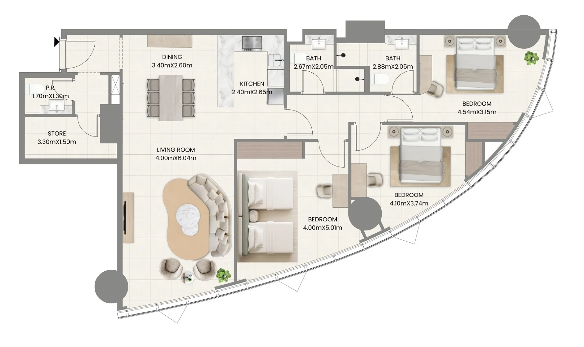 Floor plan — 3 BR