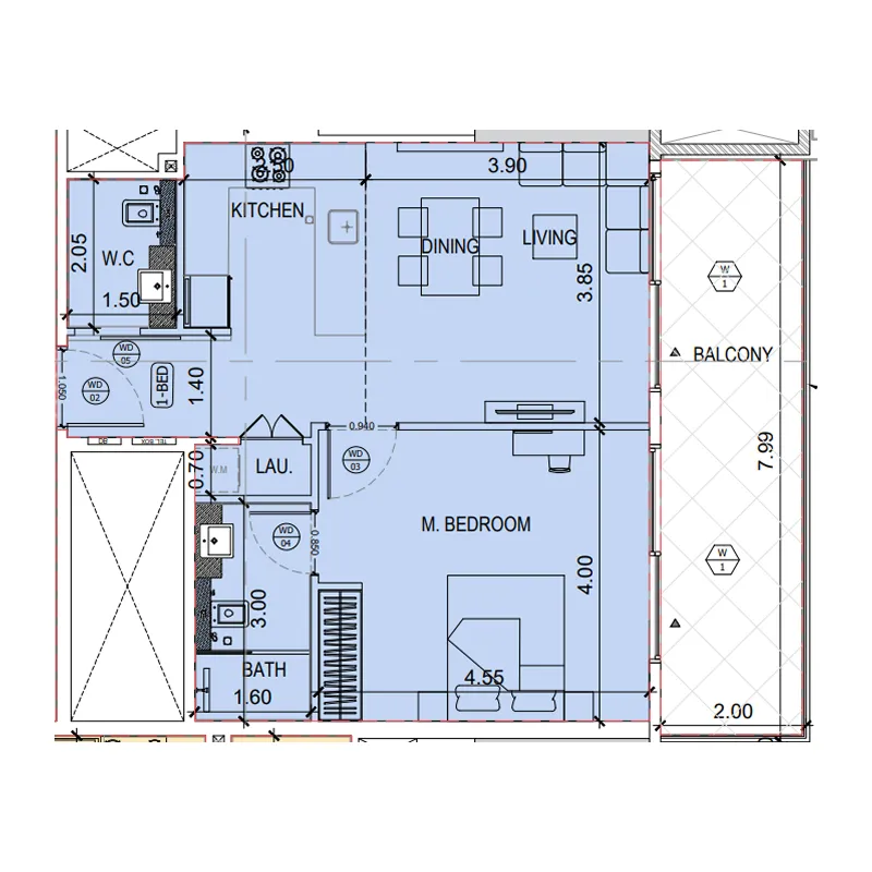 Floor plan — 1 BR