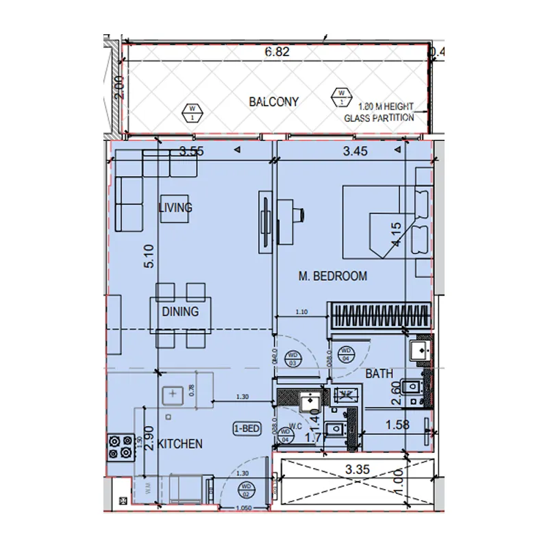 Floor plan — 1 BR