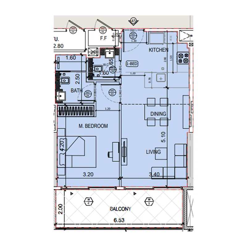 Floor plan — 1 BR
