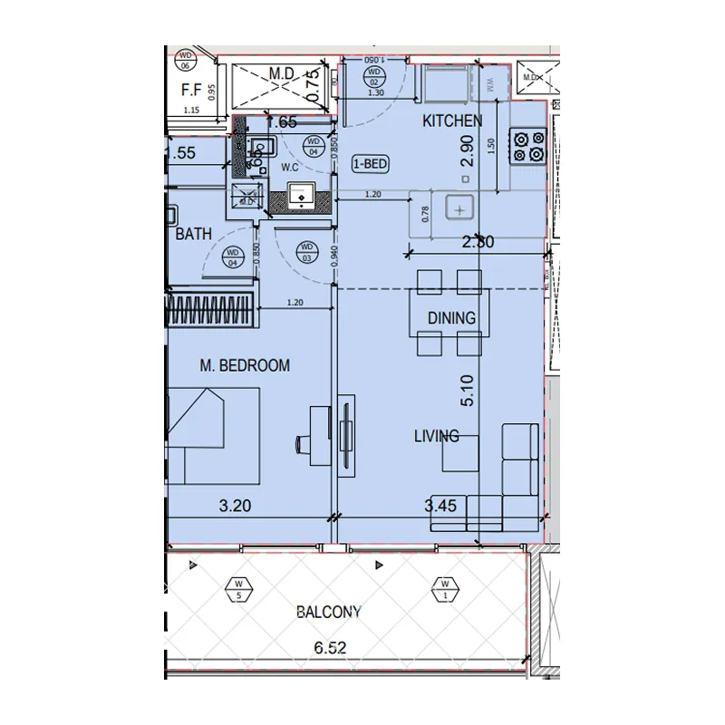Floor plan — 1 BR
